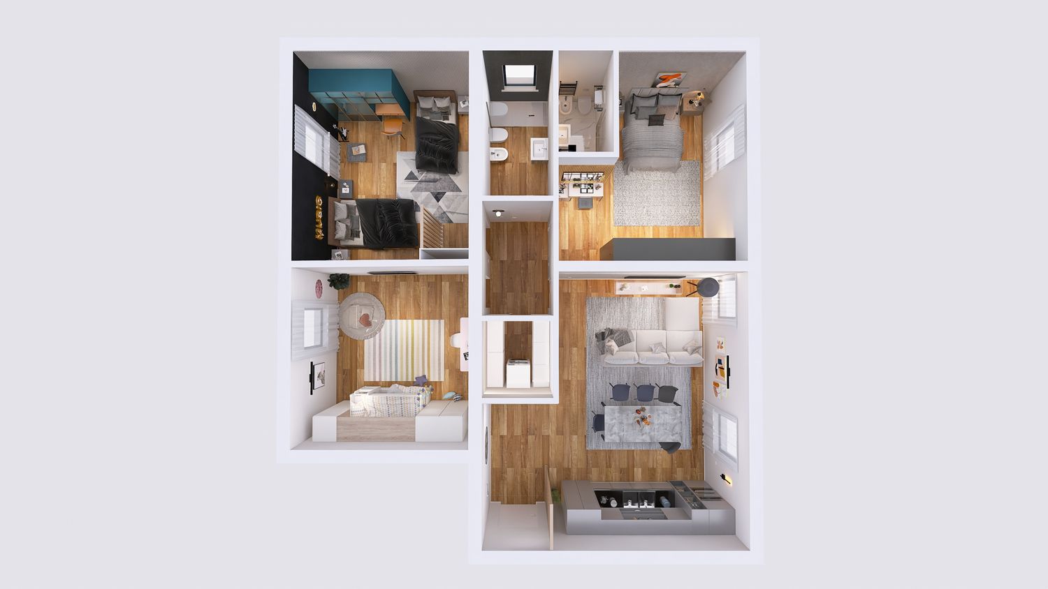 Residenza La Fenice Blu (Living, 3 camere, 2 bagni, ripostiglio, giardino, cantina)