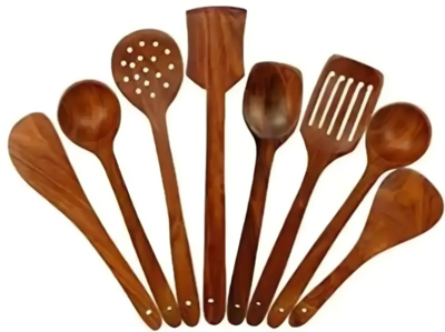 Set Of 8 Wooden Cooking Spoons and Spatula Handmade