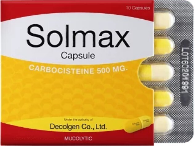 Solmax Carbocistine 500mg 
ချွဲ သလိပ် ပျော်ဆေး (Unicode)
ခ်ြဲ သလိပ္ ေပ်ာ္ေဆး ( Zawgyi)