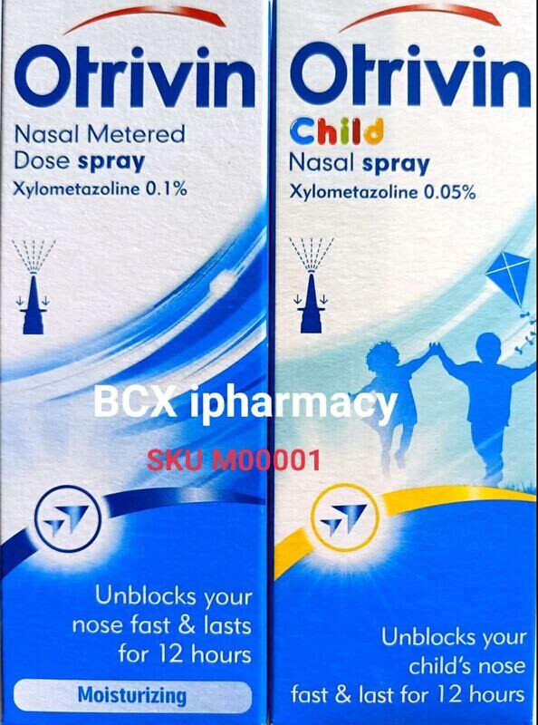 Otrivin Child Nasal Spray Xylometazoline 0.05% and 0.1% (0.05% 1 to 11yrs)ကလေးနှာခေါင်းပိတ် သက်သာဆေးရည် အသက် ၁နှစ်မှ ၁၁နှစ် အထိ သာသုံးရန် (0.1%အသက် ၁၂နှစ် နင့်ဆယ်ကျော်သက်များသုံးရန် )