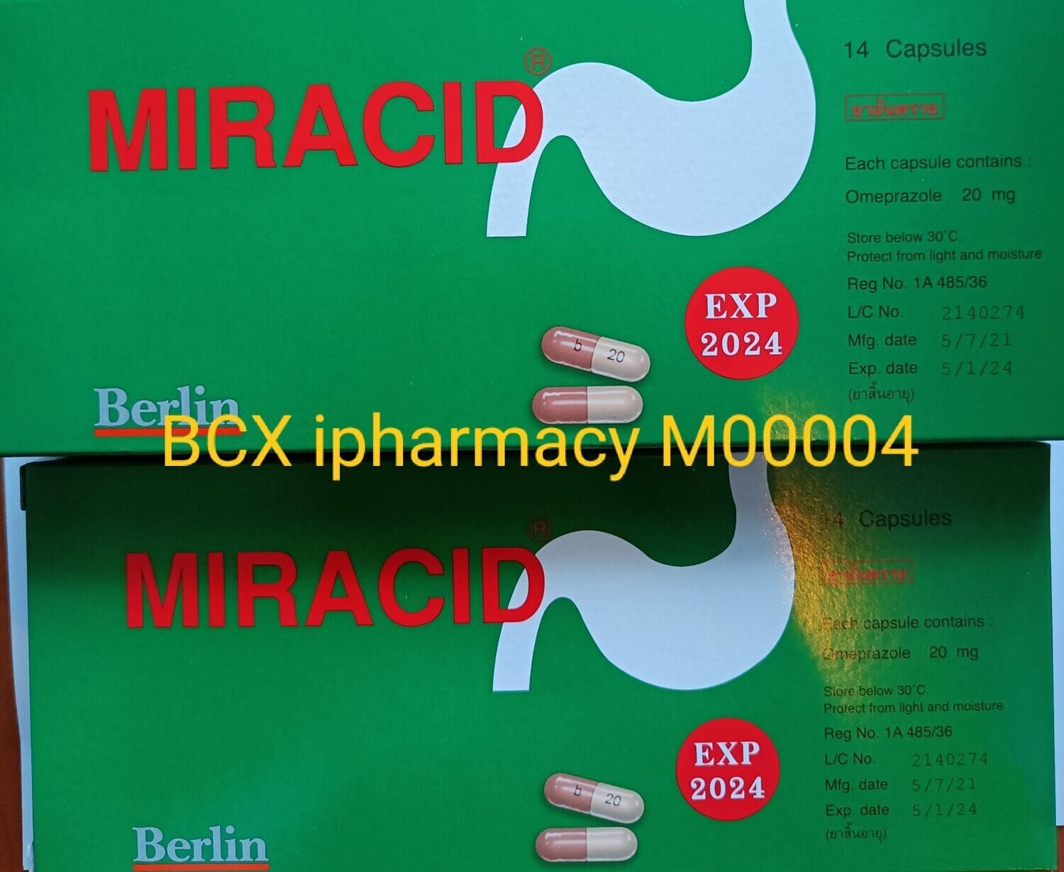 Miracid (Omeprazole 20mg) အစာအိမ်နာသက်သာဆေး