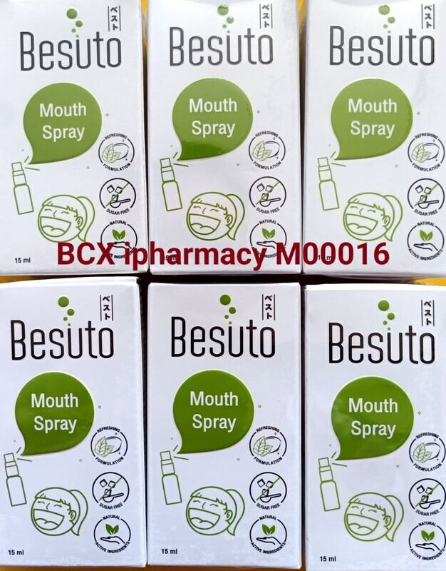 Besuto Mouth Spray 15ml
တခါဖြန်းထားလျှင် ကိုဗစ် ၁၉ အား၁၂ နာရီကြာ ကာကွယ်နိုင်သည့် ထိုင်းနိုင်ငံထုတ် ပါးစပ်ဖြန်းဆေး