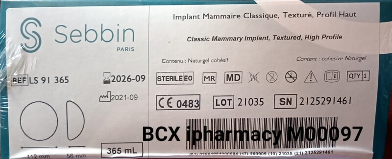 Sebbin breast implant high texture 365cc 1pair