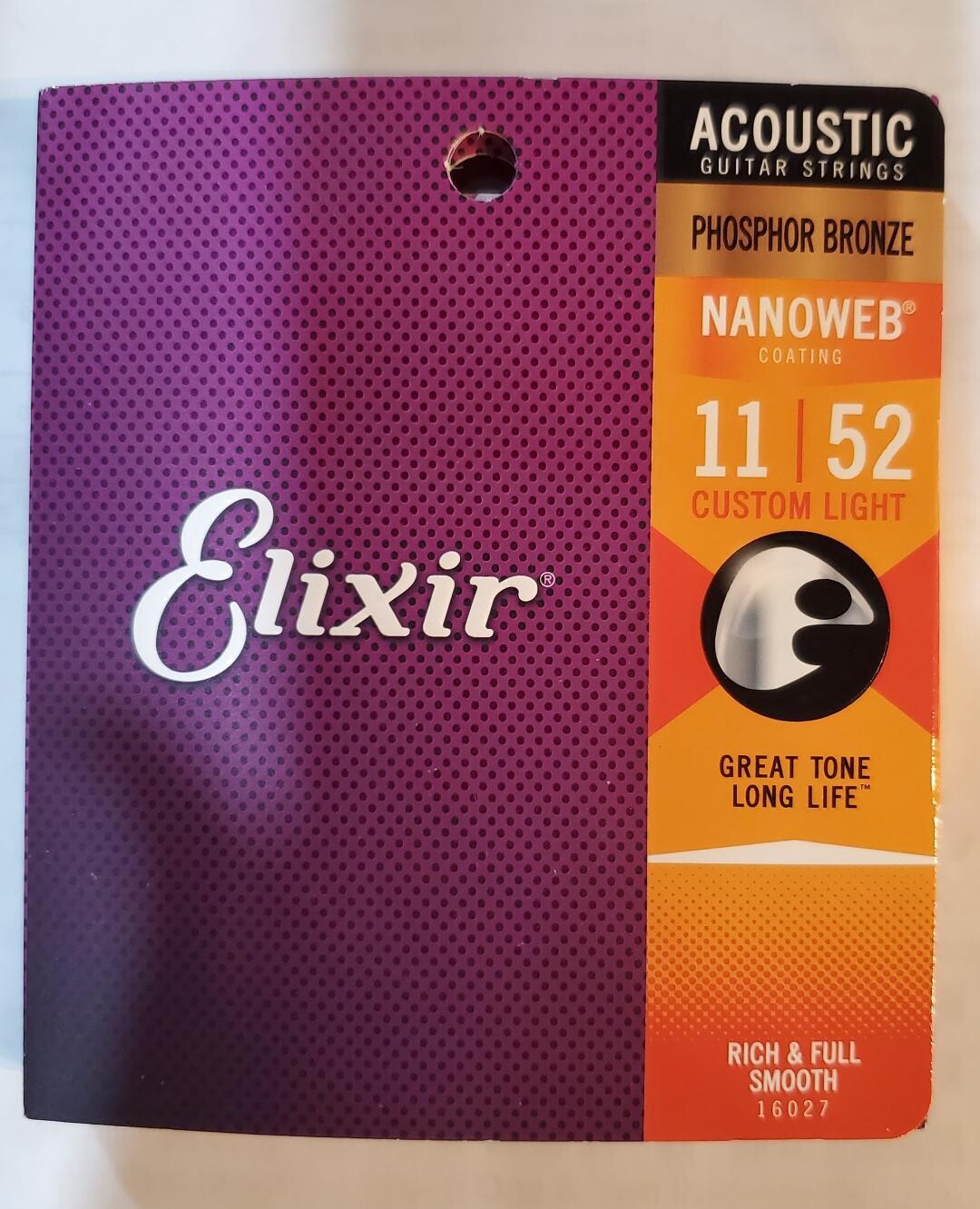 Elixir Acoustic Nanoweb Coating Phosphor Bronze 11/52 Custom Light