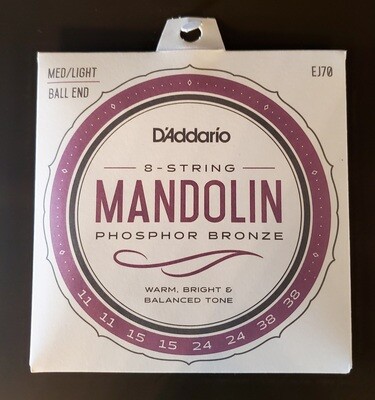 D'Addario Medium Light EJ170 Mandolin Strings Ball End Phosphor Bronze 11-38
