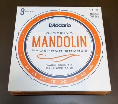 D'Addario Mandolin Strings Phosphor Bronze EJ74 Medium Loop End