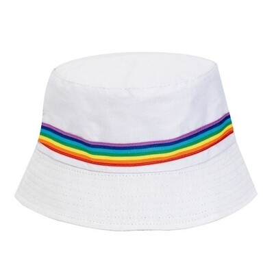 Rainbow Bucket Hat White
