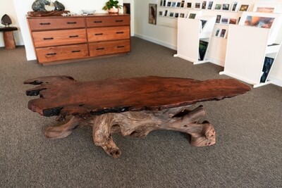 Hathaway - Old Growth Redwood Coffee Table with Driftwood Base
