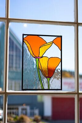 Chesser - Poppies - 10.5 x 14.25 stained glass