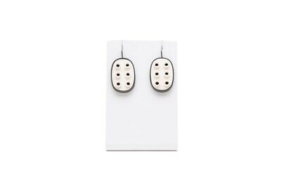 Sanchez, JacQueline- Lego oval earrings- marshmallow sterling silver with patina finish