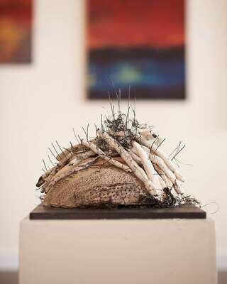 JoAnn Humphrey - #15 -Stoneware Clay Added Wire - Local Sea Grasses