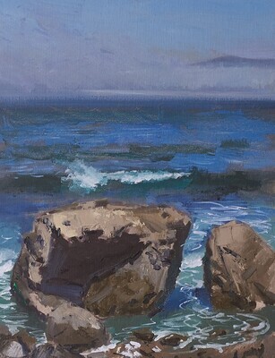 Andrew Walker Patterson - Rocks at Mackerricher State Park 18x24 Oil on Canvas on Panel