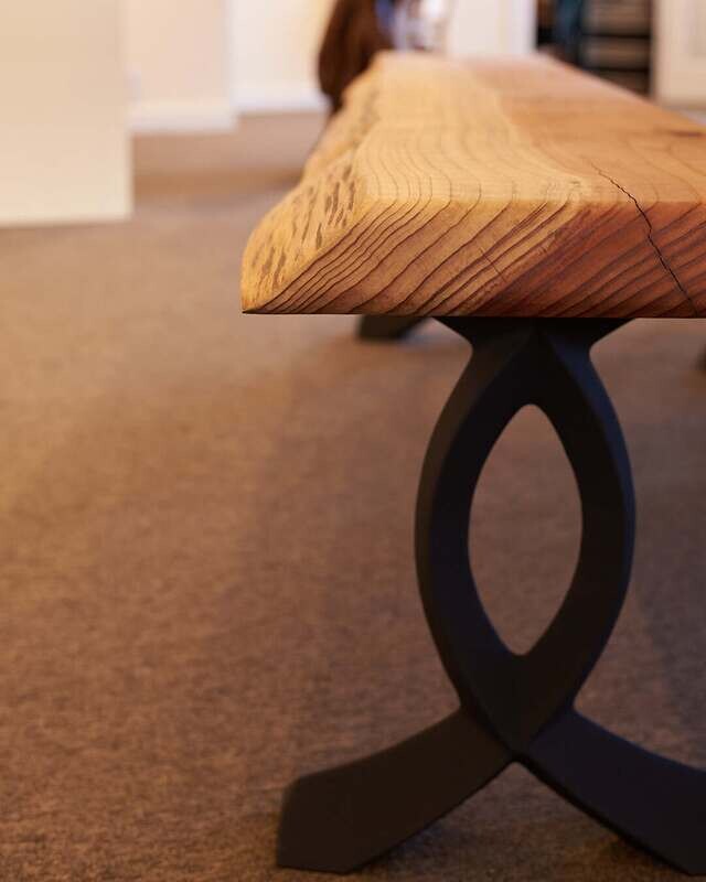 Hathaway - 7.5-foot Redwood Bench w metal legs