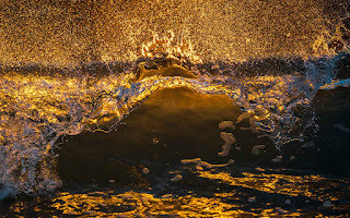 Jon Klein - Golden Backlit Wave - Stretched Canvas Print - 31x46.5