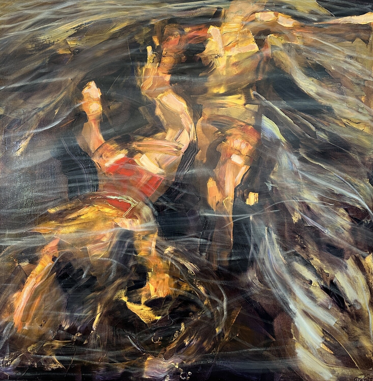 Gorek - Lake Dance - 45x45 inch oil on canvas mounted on wood panel