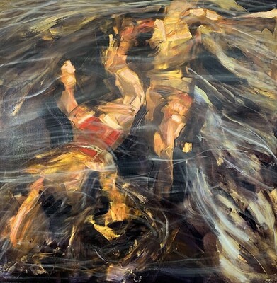Gorek - Lake Dance - 45x45 inch oil on canvas mounted on wood panel