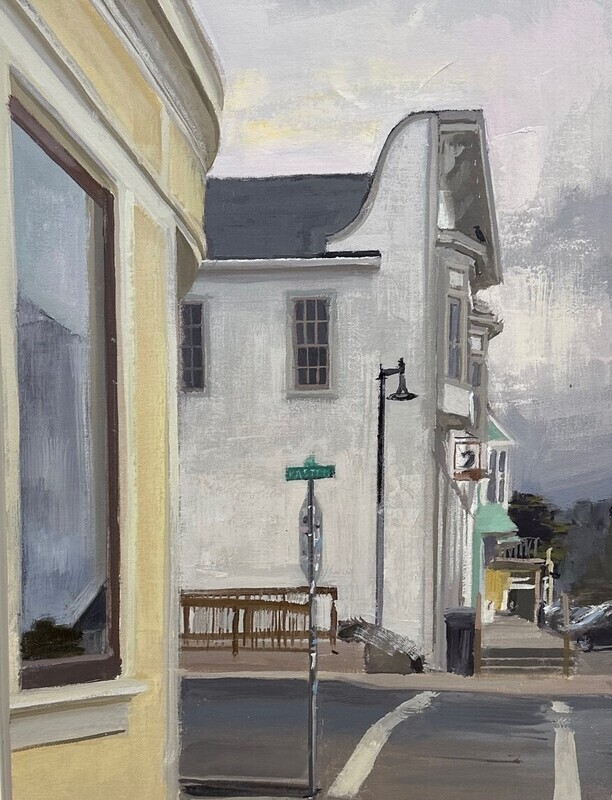Andrew Walker Patterson - Kasten and Main  Streets Facing East 18x24 Oil on Canvas Board