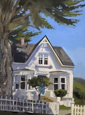 Andrew Walker Patterson - The Blue Door Inn 18x24 Oil on Canvas Board