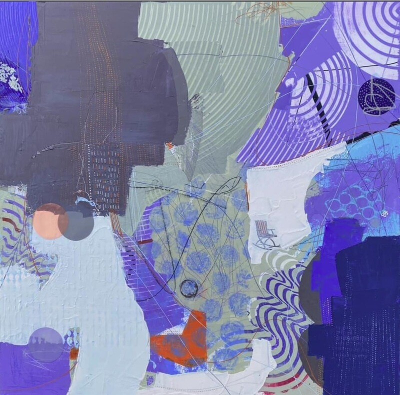 Suzanne Lewis "Your Daddy Was High The Night He Dreamed Up You" 18x18 mixed media on wood panel