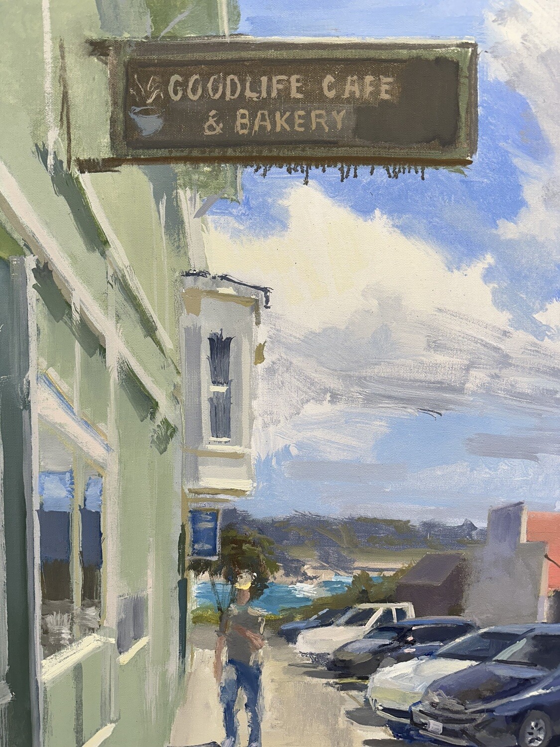 Andrew Walker Patterson - A View from The Good Life Bakery - 24x18 in oil on archival canvas board