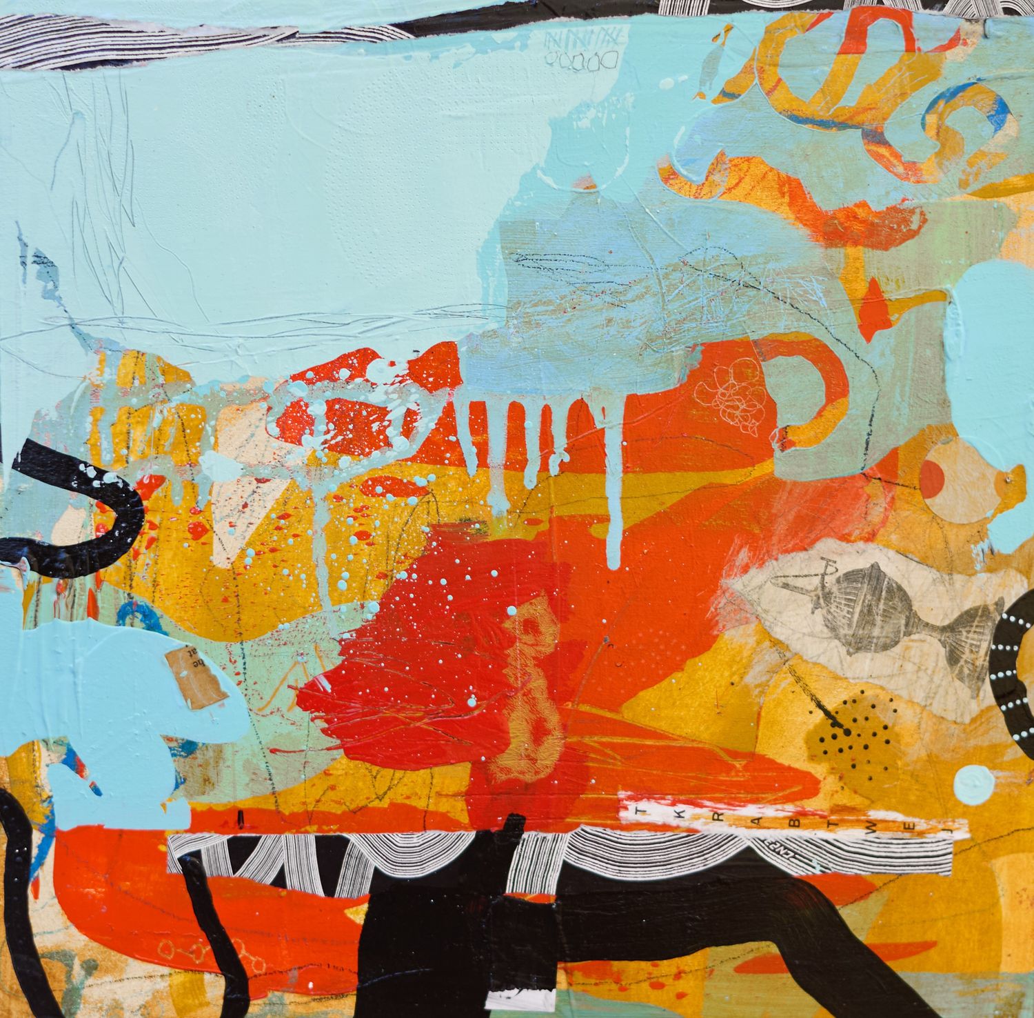 Suzanne Lewis, Black Magic Woman, Acrylic mixed media 12x12 inches on wood panel