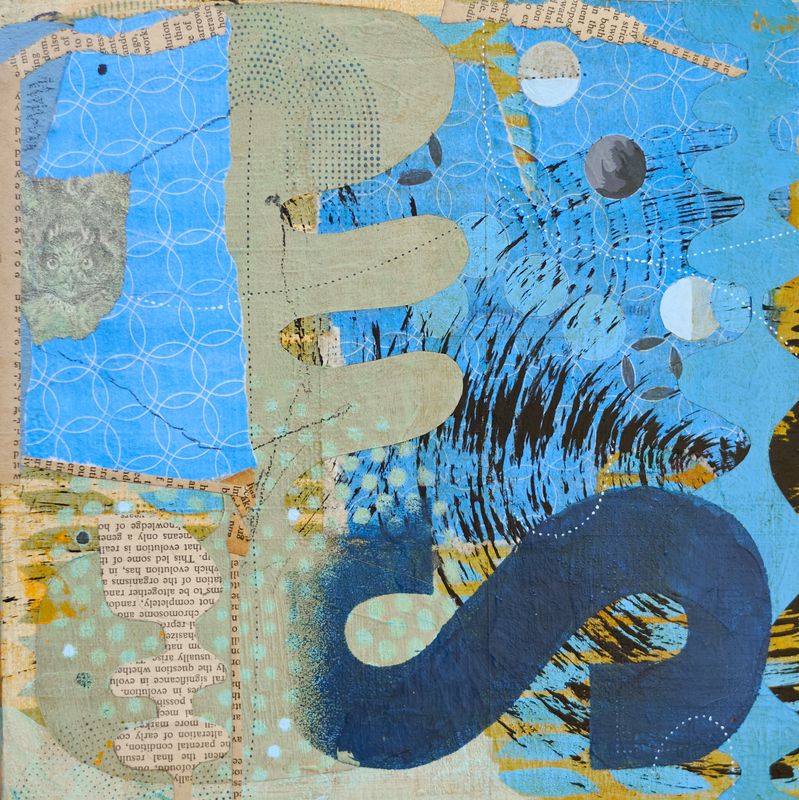 Suzanne Lewis, I Feel Above Me the Day Blind Stars, 10x10 inches Acrylic  mixed mediaon wood panel