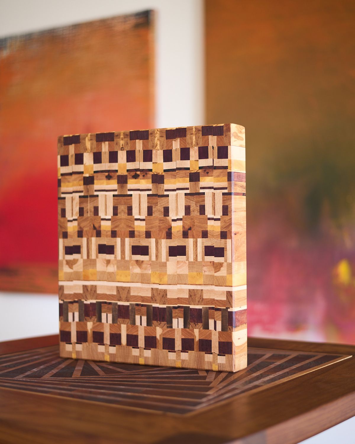 Michael Doten, Multi Wood End Grain Cutting Board 13x15x2 inches.