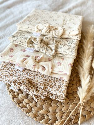 Housse de carnet de santé noeud en gaze de coton