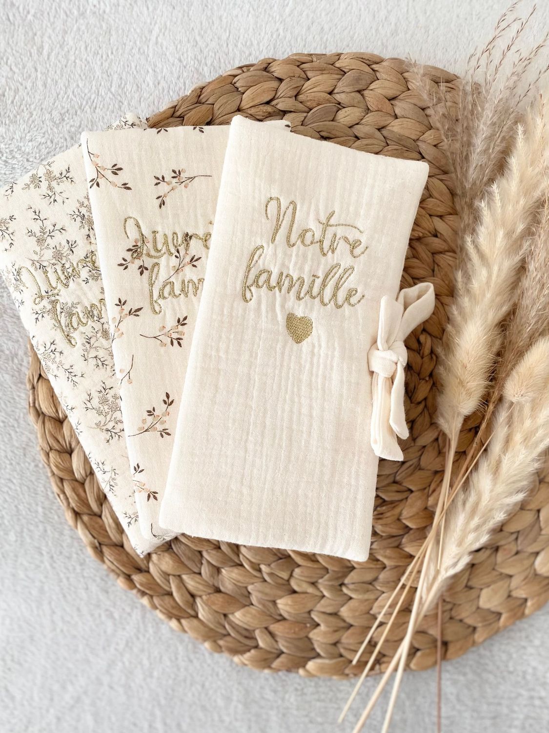 Housse de livret de famille en gaze de coton