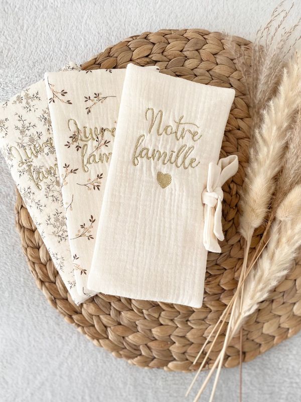 Housse de livret de famille en gaze de coton