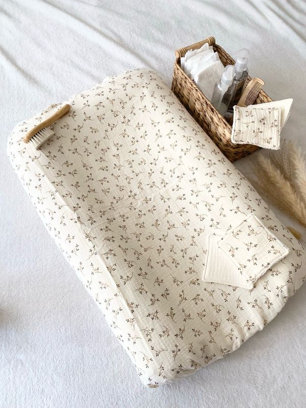 Drap housse matelas à langer rectangulaire en gaze de coton avec 3 serviettes