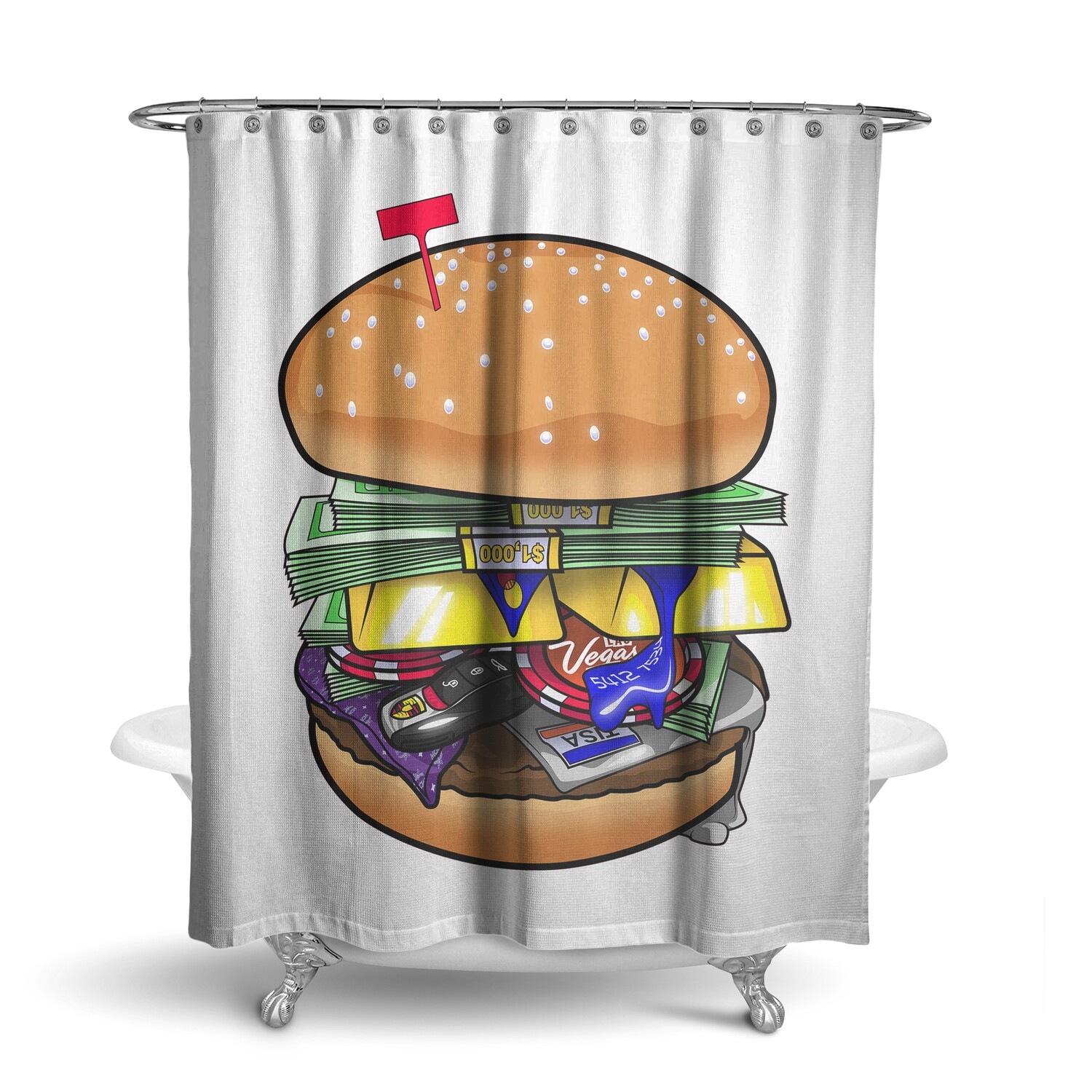 «Бургер (доступно 2 цвета)» штора для ванной