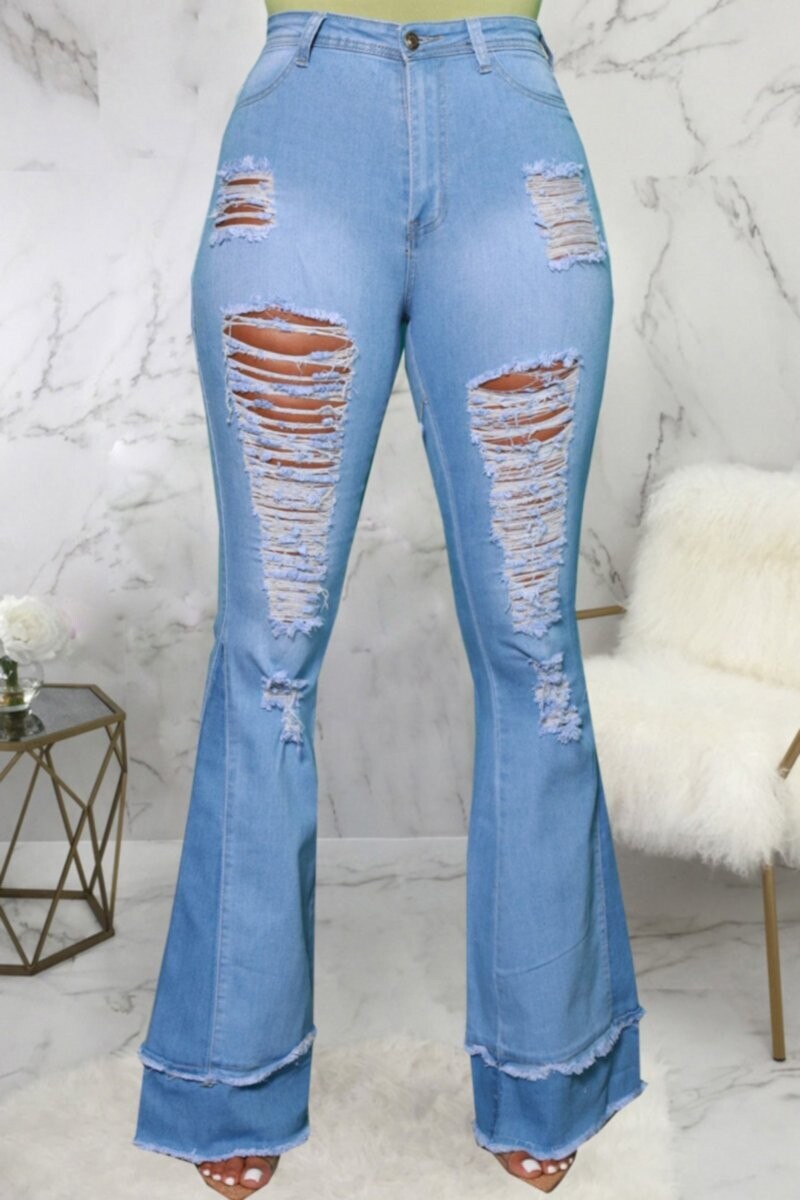 Light Blue distressz Bell bottoms