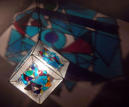 Picasso: blue- &amp; clear-glass hanging lamp