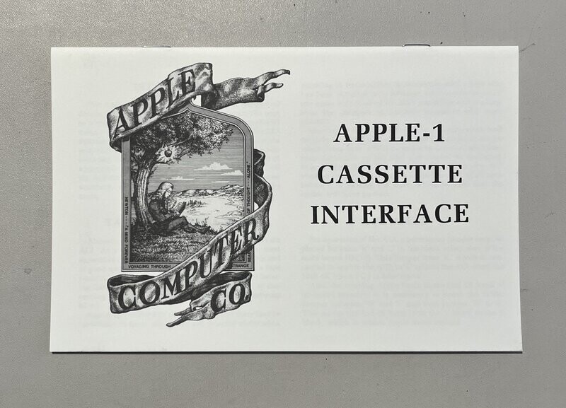 Apple-1 Cassette Interface Manual Apple-1 Cassette Interface Manual
