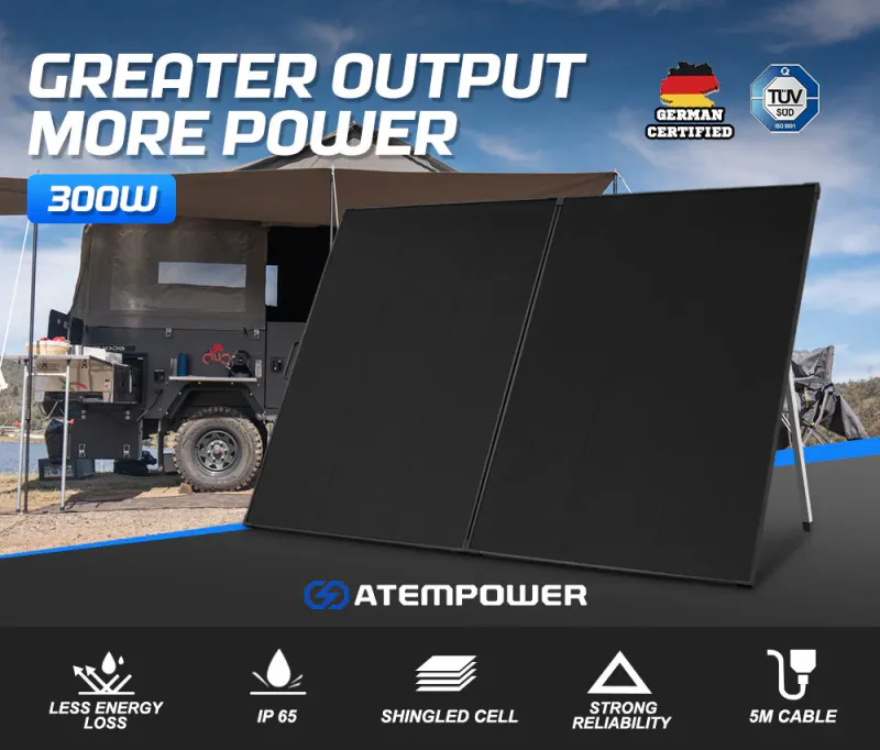 Atem Power 300W 12V Folding Solar Panel Kit Mono Shingled ETFE Battery Charger