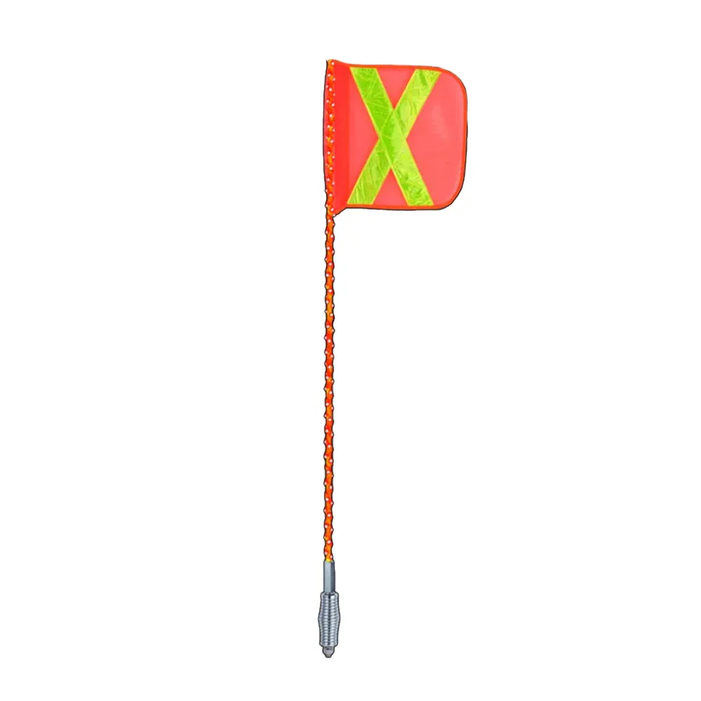 Safety Whip with Orange flag with LED Wrap (RED) 10FT (304.8cm)
