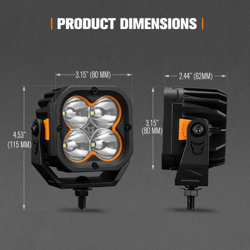Lightfox Cygnus-4 3" Pair LED Pod Lights with DRL