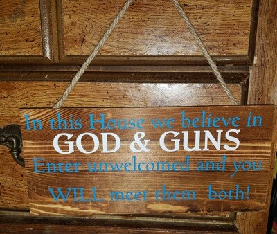 2nd amendment God & gun rustic wooden or metal sign