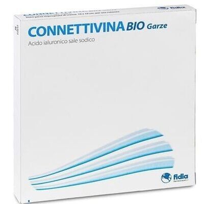Connettivina Bio Garza 10x10cm a base di Acido Ialuronico per il trattamento di irritazioni cutanee e lesioni - Scatola 10 pz