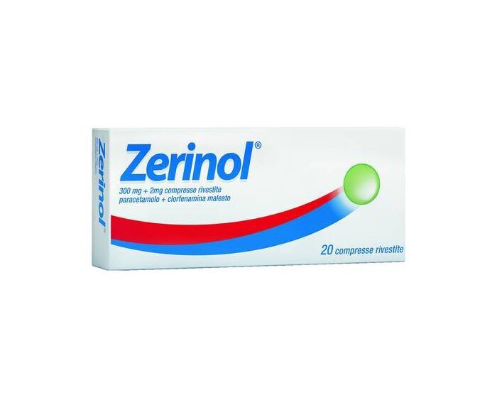 Zerinol 300mg+2mg - Paracetamolo e Clorfenamina - 20 Compresse Rivestite