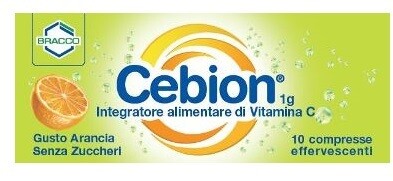 Cebion - Integratore alimentare di Vitamina C - Gusto Arancia senza zucchero - Confezione 10 compresse effervescenti