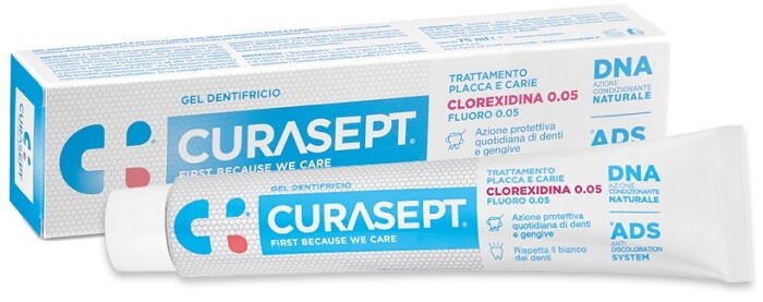 Curasept Gel Dentifricio - 0,05 Clorexidina - Trattamento Placca e Carie - Ads+Dna - 75ml