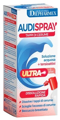 Audispray Ultra +3 anni Dissolve Tappi di Cerume - Soluzione Acquosa + Tensioattivi - Spray 20 ml