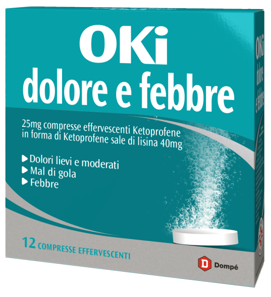 Oki Dolore E Febbre - 25mg Ketoprofene - 12 Compresse Effervescenti