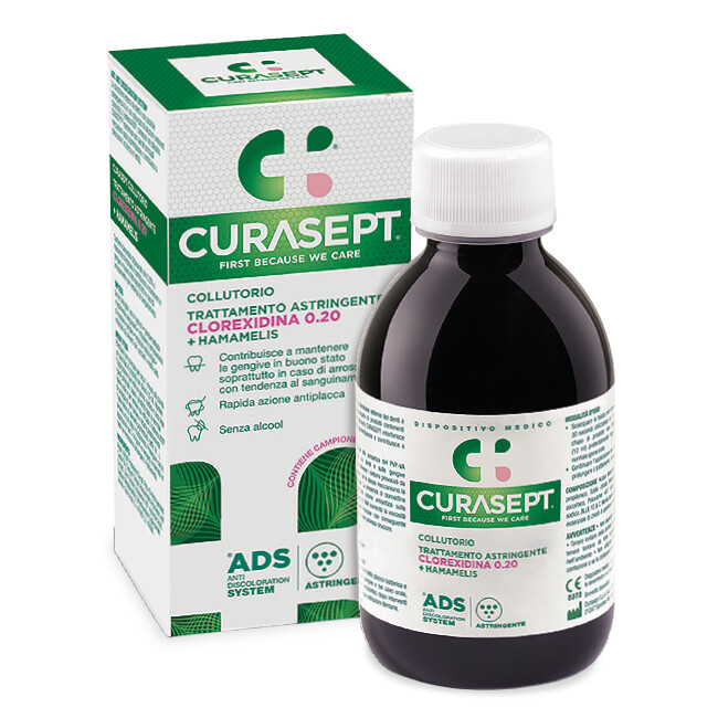 Curasept Colluttorio - 0,20 Clorexidina + Hamamelis - Trattamento Astringente - Ads+Dna - 200ml
