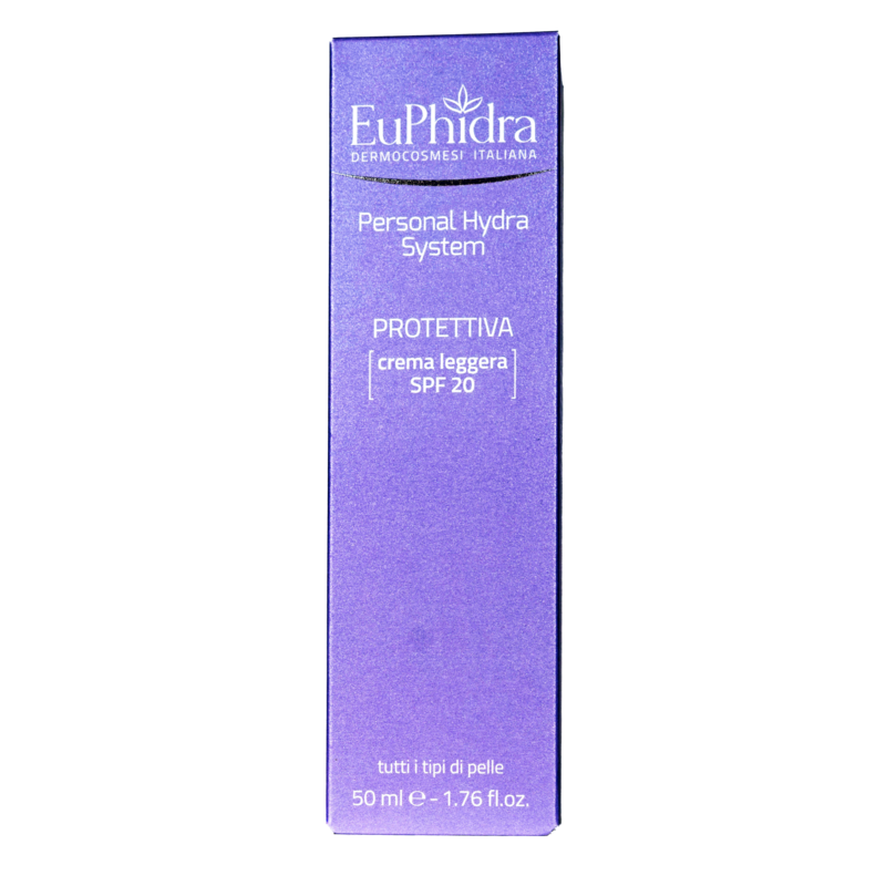 Euphidra Personal Hydra System - Protettiva - Crema Leggera Viso - Fattore Di Protezione 20 - Idratazione e prevenzione del foto-invecchiamento - 50ml
