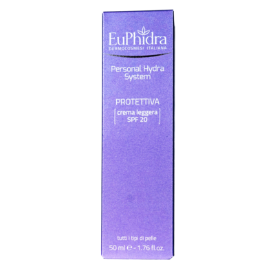 Euphidra Personal Hydra System - Protettiva - Crema Leggera Viso - Fattore Di Protezione 20 - Idratazione e prevenzione del foto-invecchiamento - 50ml