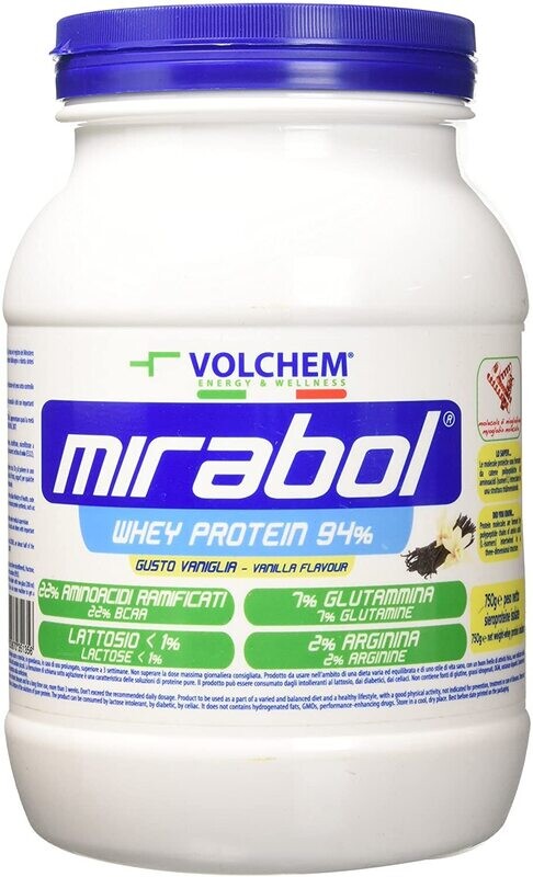 Mirabol Whey Protein 94% Aroma Vaniglia - Proteine in Polvere - Barattolo 750g - Volchem