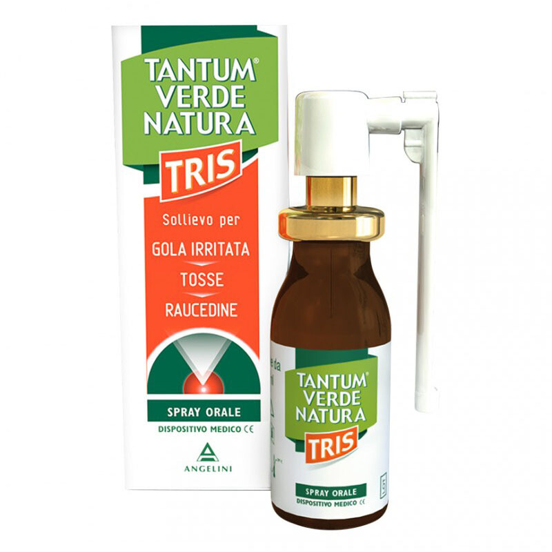 Tantum Verde Natura Tris Spray Orale - Sollievo per Gola Irritata - Tosse - Raucedine - Flacone 15ml